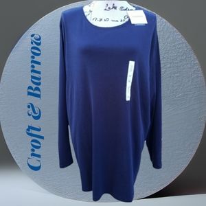 Croft & Barrow Long sleeve Navy Blue Top